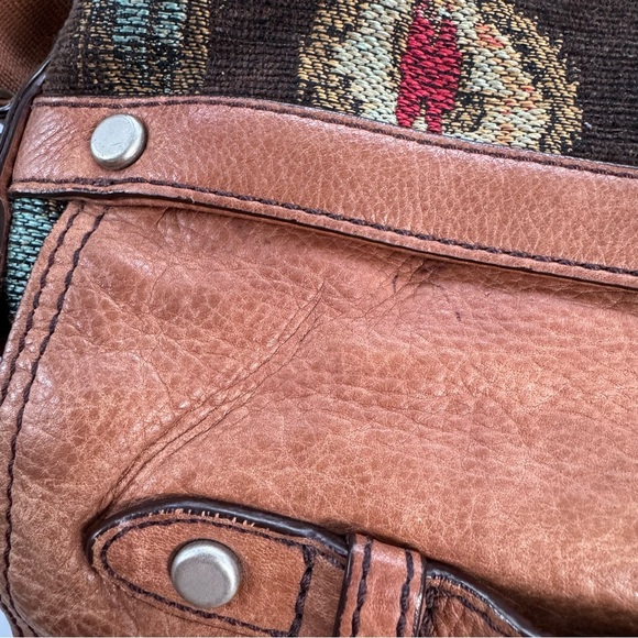 Fossil Boho Tapestry Maddox Distressed Crossbody Bag Satchel Briefcase Saddlebag - Picture 10 of 16
